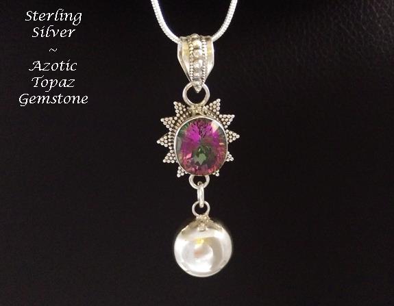 Unique Harmony Ball Necklace with Mystic Topaz Gemstone - Click Image to Close